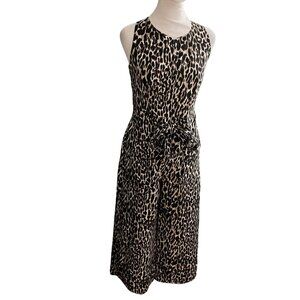 Banana Republic Womens Leopard Print Sleeveless Jumpsuit With Belted Waist Size